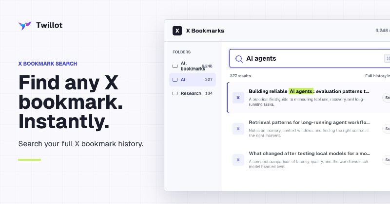 Twillot — X bookmark manager with search, folders, and export